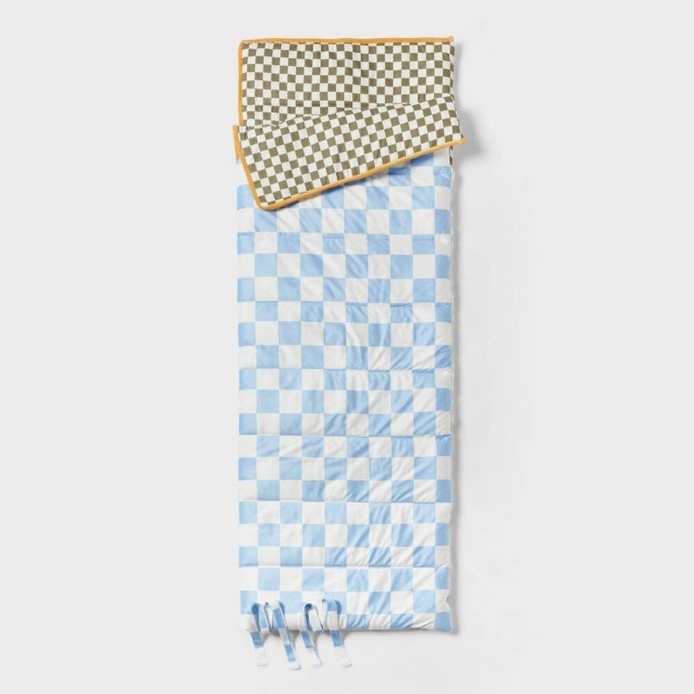 Pillowfort - Blue Checkered Kids' Sleeping Bag - Pillowfort Blue